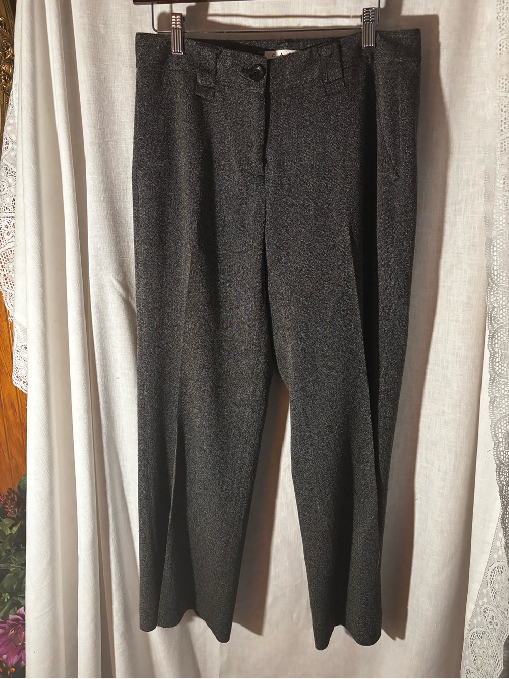 CAbi Tailored Wide-Leg Trousers in Charcoal Gray